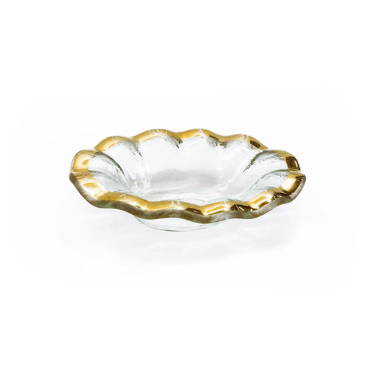 Annie Glass Ruffle Soap Dish, Gold