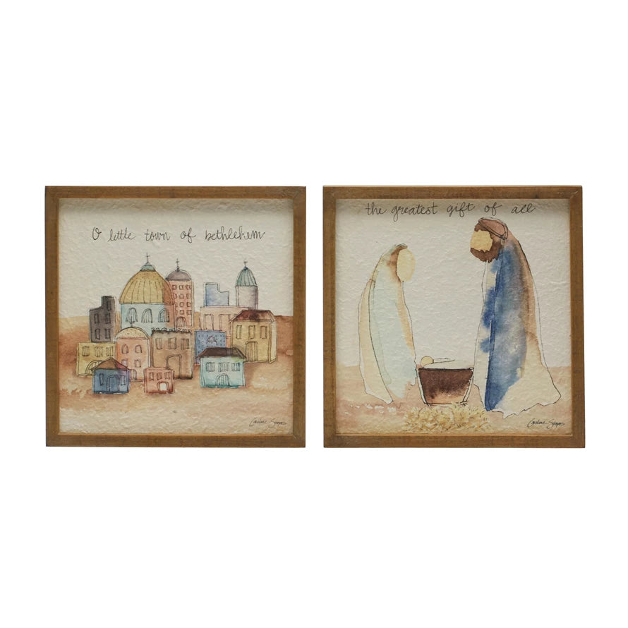 Holy Family Wood Wall Decor - 2 Prints