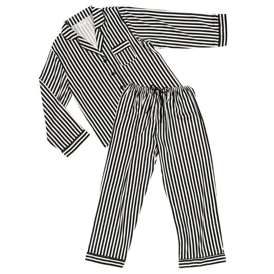 Striped Full-Length PJ sets- IVORY & BLACK