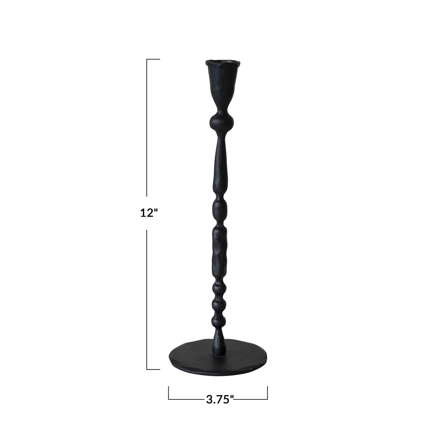 Hand Forged Iron Taper Candle Holder, Black