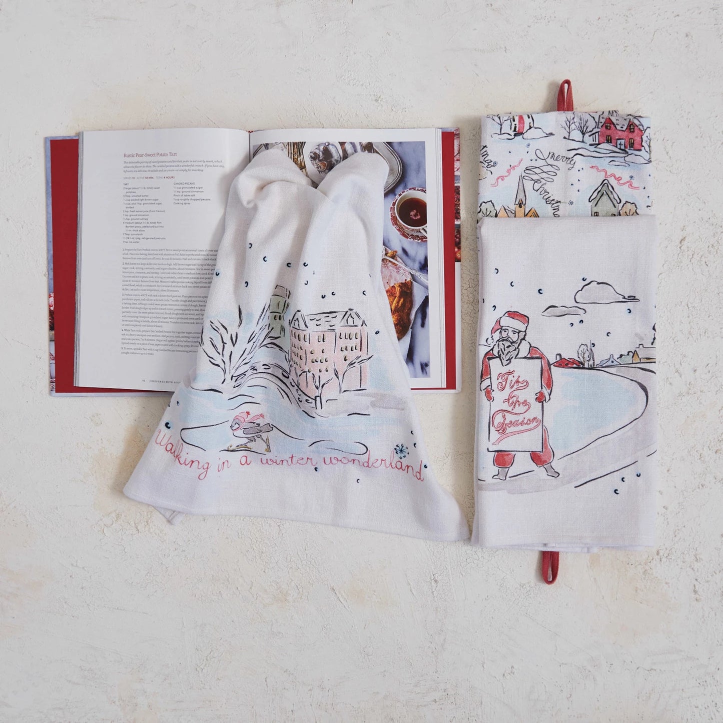 Holiday Scene Printed Tea Towel, 3 styles