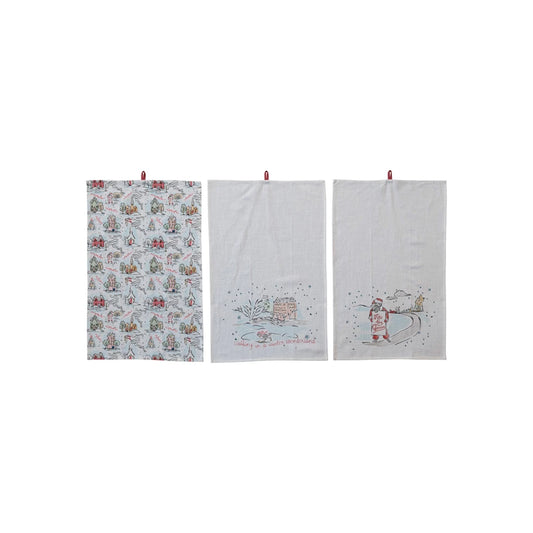 Holiday Scene Printed Tea Towel, 3 styles