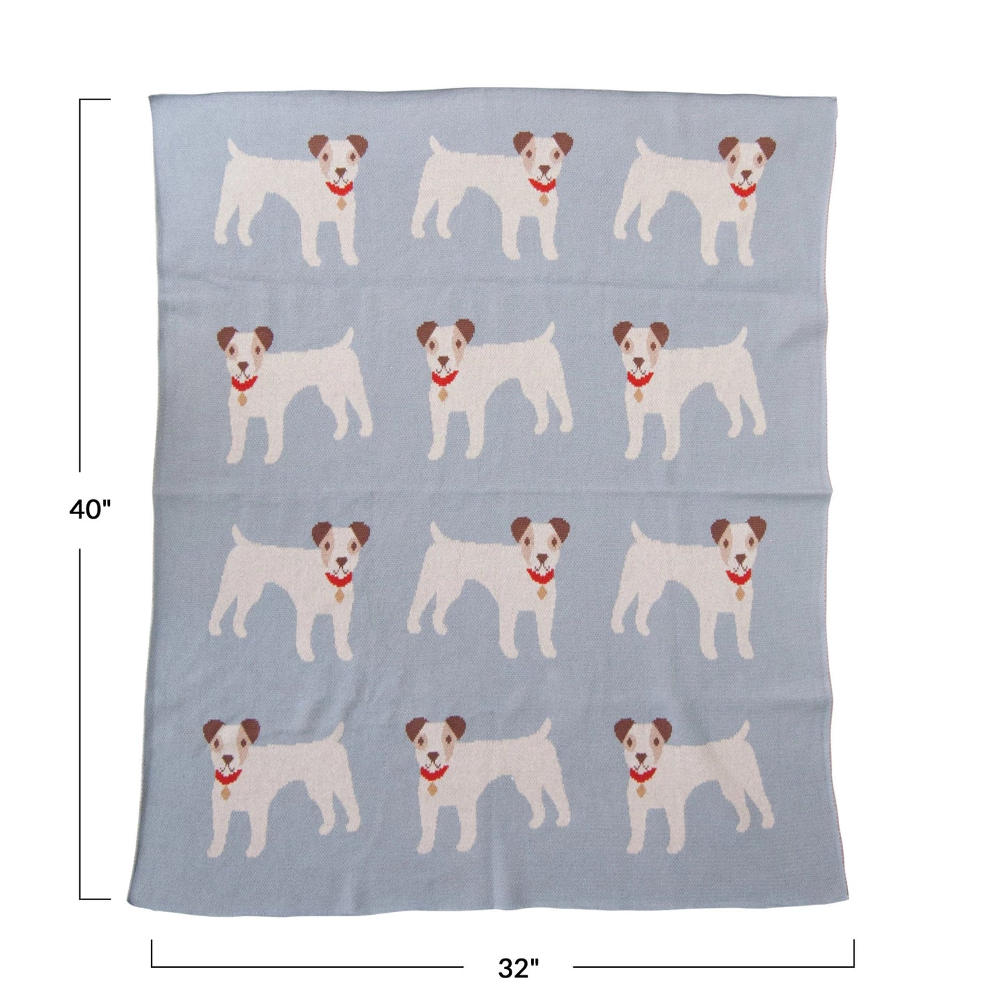 Cotton Knit Baby Blanket w/ Dogs