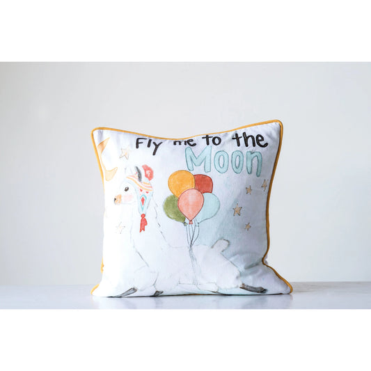 18" Fly Me To the Moon Cotton Pillow