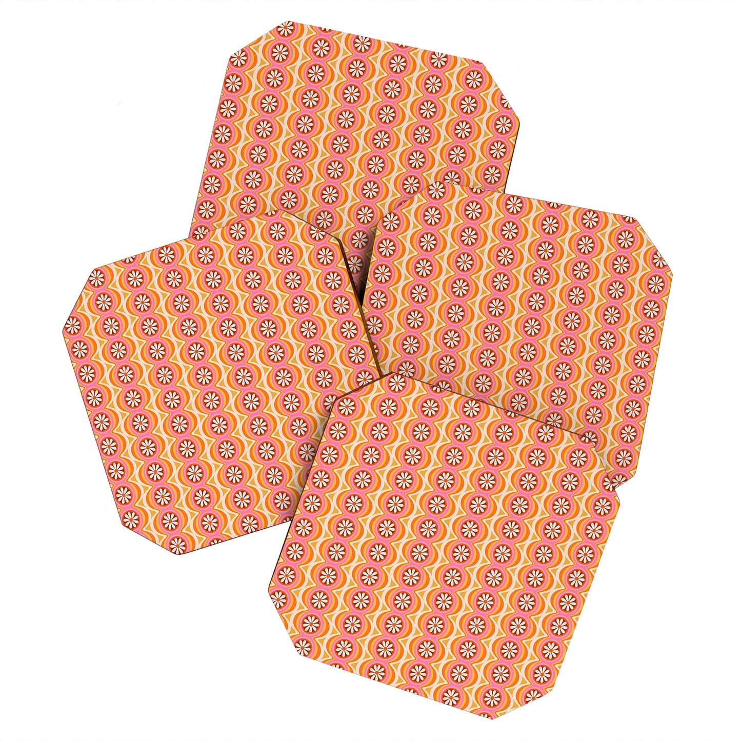 Wavy Daisy Coasters set of 4