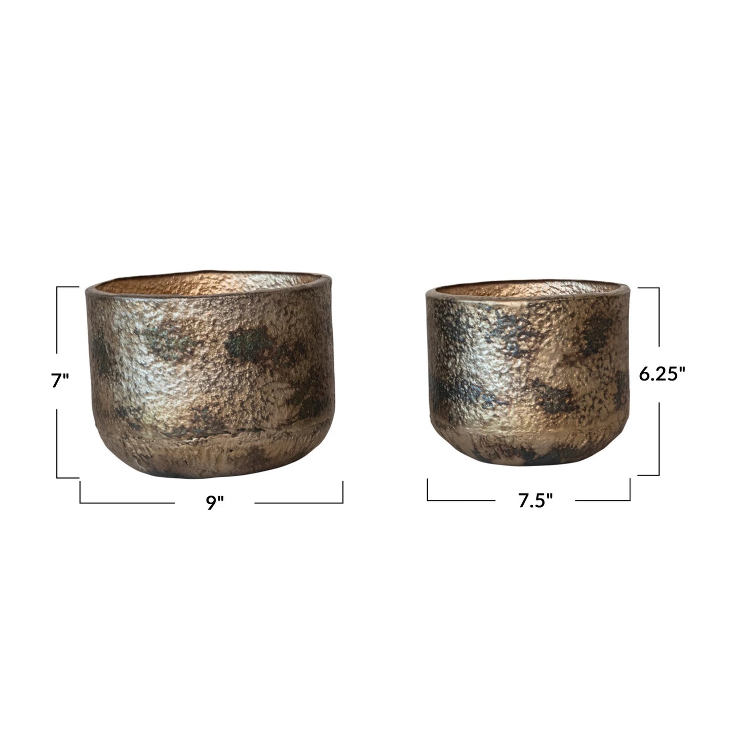 Oxidized Metal Planters, 2 sizes