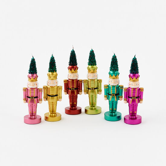 Nutcracker w/ Tree Candle, 8", Multiple Colors