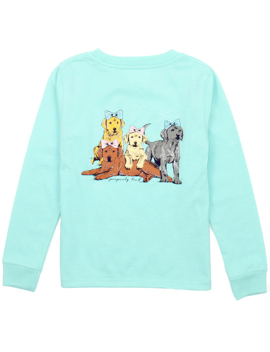 PT Youth Puppy Pile LS Seafoam