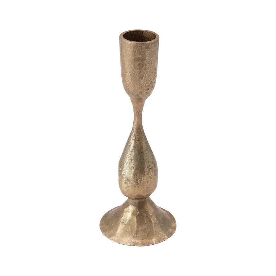 6.5" H Hand Forged Iron Taper Holder, Antique Brass Finish